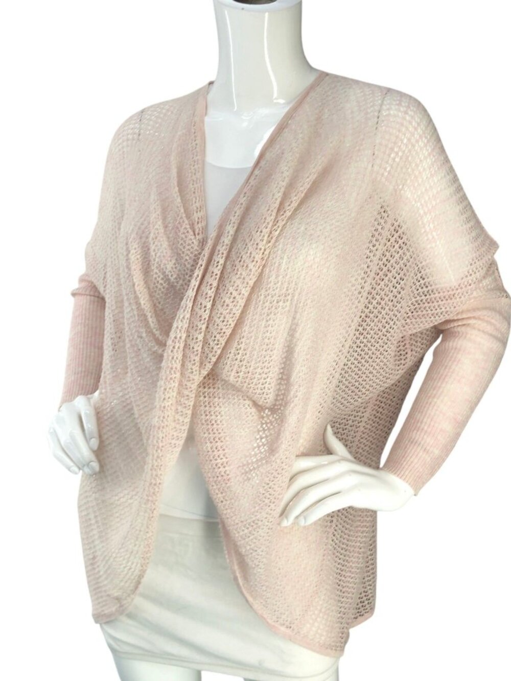 AllSaints Cardigan Womens XS/S Draped Open Knit Dolman Sleeve Blush Pink